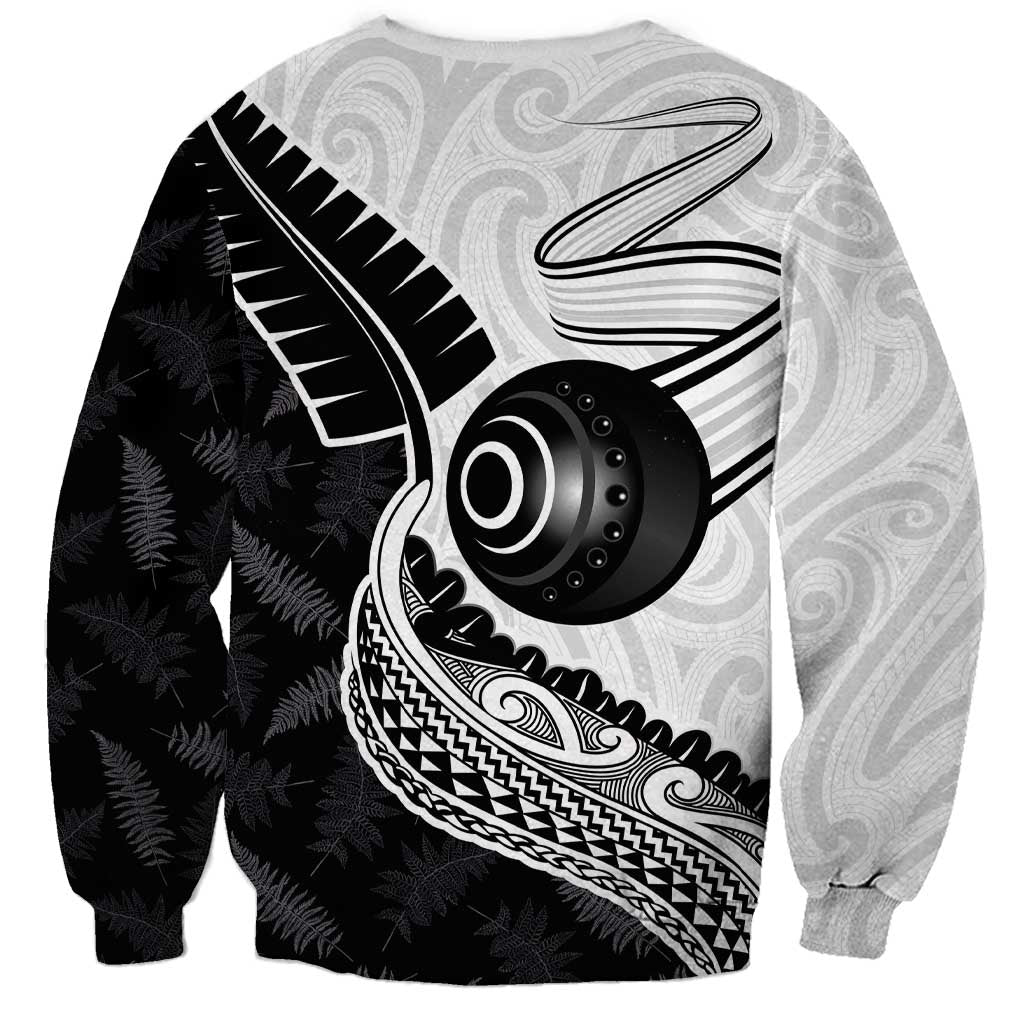 Personalised Aotearoa Lawn Bowls Sweatshirt Maori and Silver Fern Half Style - Aussie Hoodie