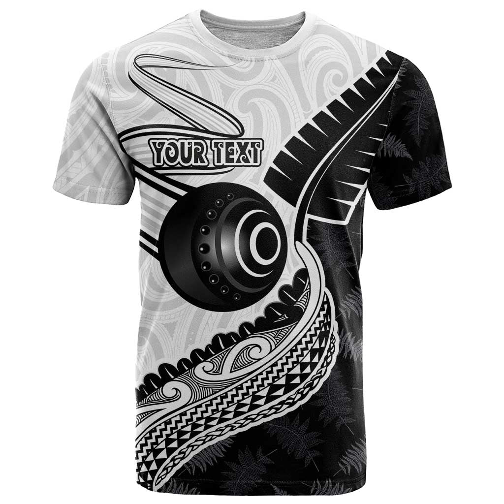 Personalised Aotearoa Lawn Bowls T Shirt Maori and Silver Fern Half Style - Aussie Hoodie
