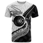 Personalised Aotearoa Lawn Bowls T Shirt Maori and Silver Fern Half Style - Aussie Hoodie