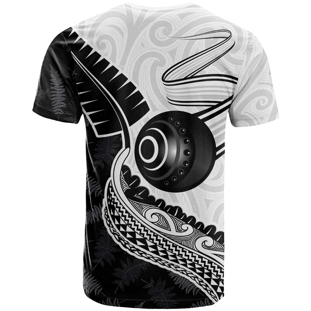 Personalised Aotearoa Lawn Bowls T Shirt Maori and Silver Fern Half Style - Aussie Hoodie