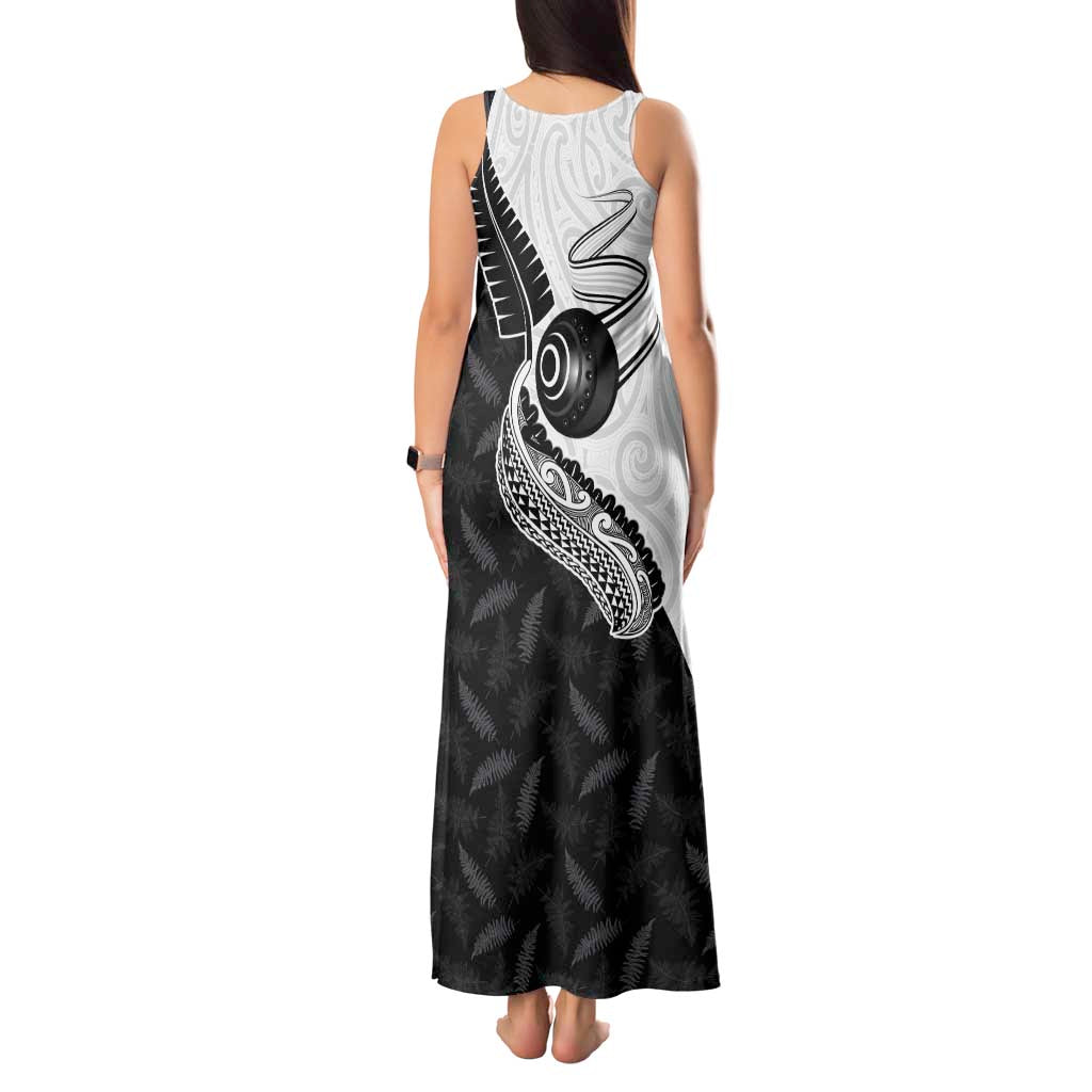 Personalised Aotearoa Lawn Bowls Tank Maxi Dress Maori and Silver Fern Half Style - Aussie Hoodie