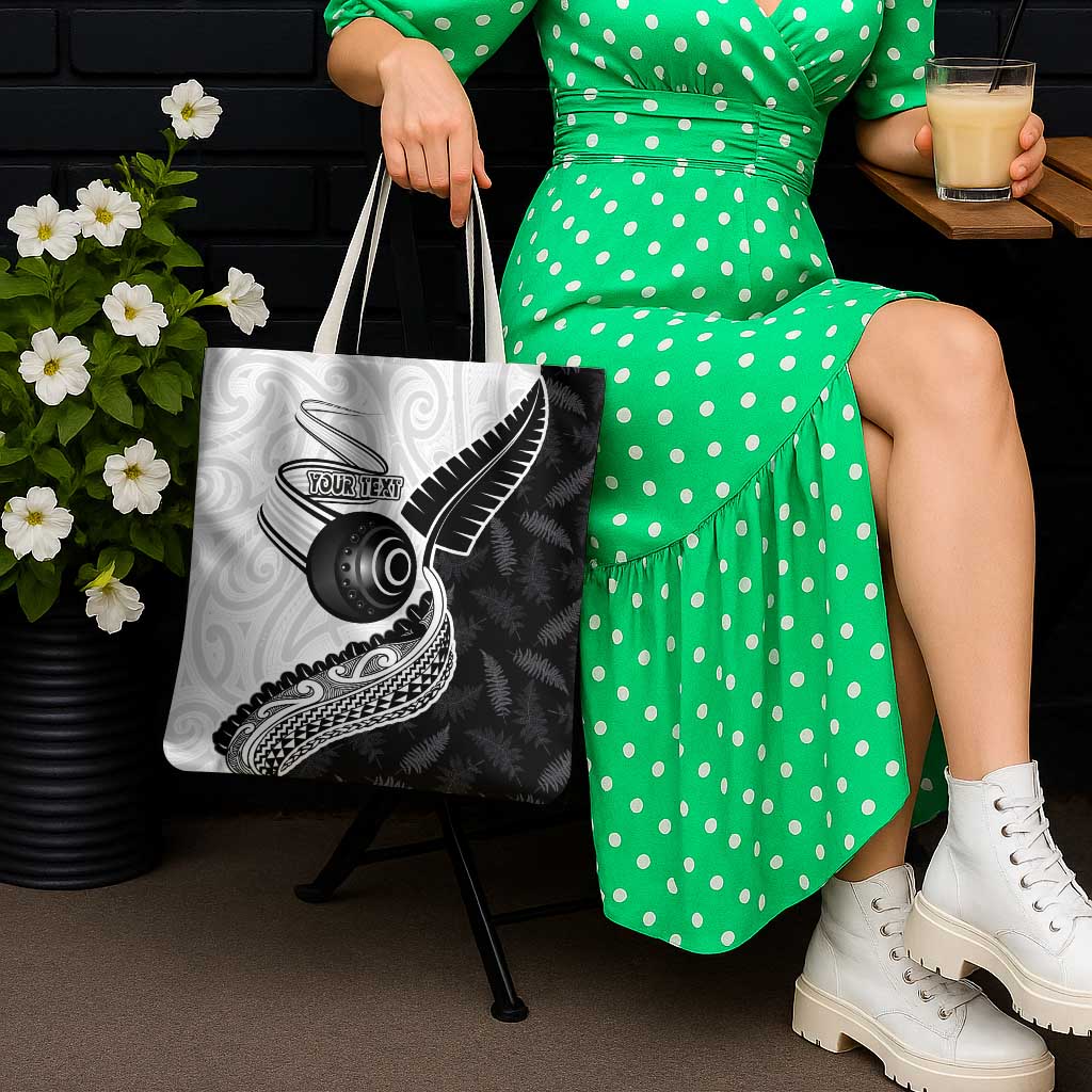 Personalised Aotearoa Lawn Bowls Tote Bag Maori and Silver Fern Half Style - Aussie Hoodie