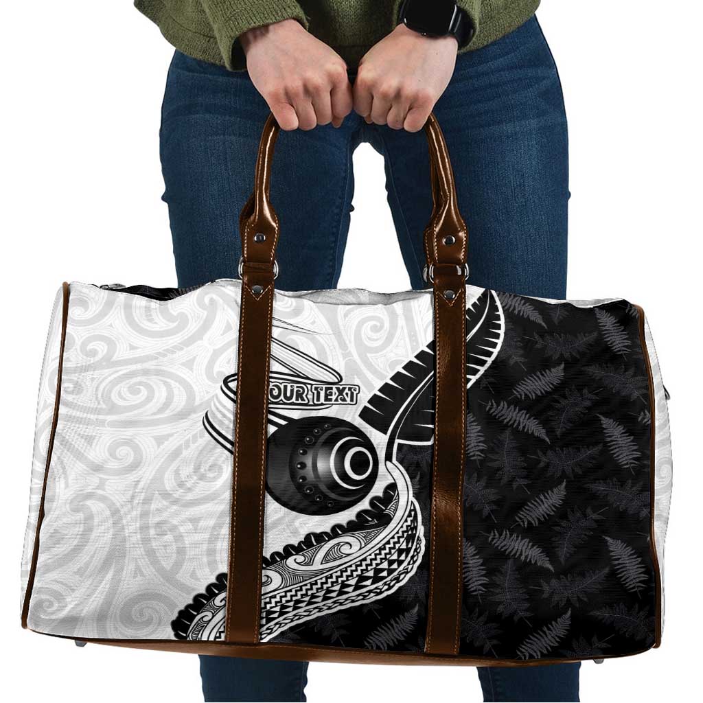 Personalised Aotearoa Lawn Bowls Travel Bag Maori and Silver Fern Half Style - Aussie Hoodie