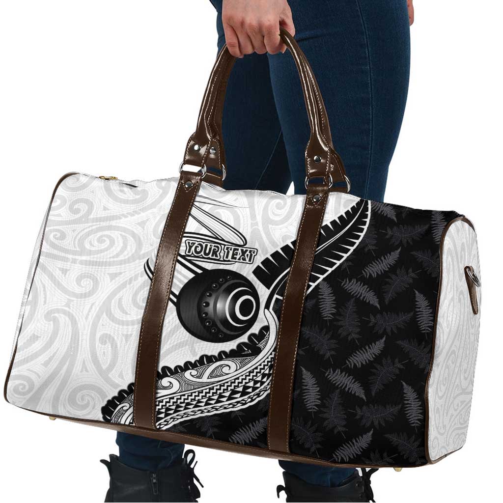 Personalised Aotearoa Lawn Bowls Travel Bag Maori and Silver Fern Half Style - Aussie Hoodie