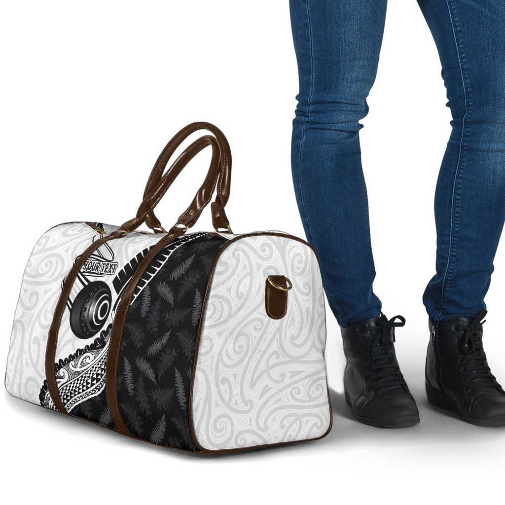 Personalised Aotearoa Lawn Bowls Travel Bag Maori and Silver Fern Half Style - Aussie Hoodie