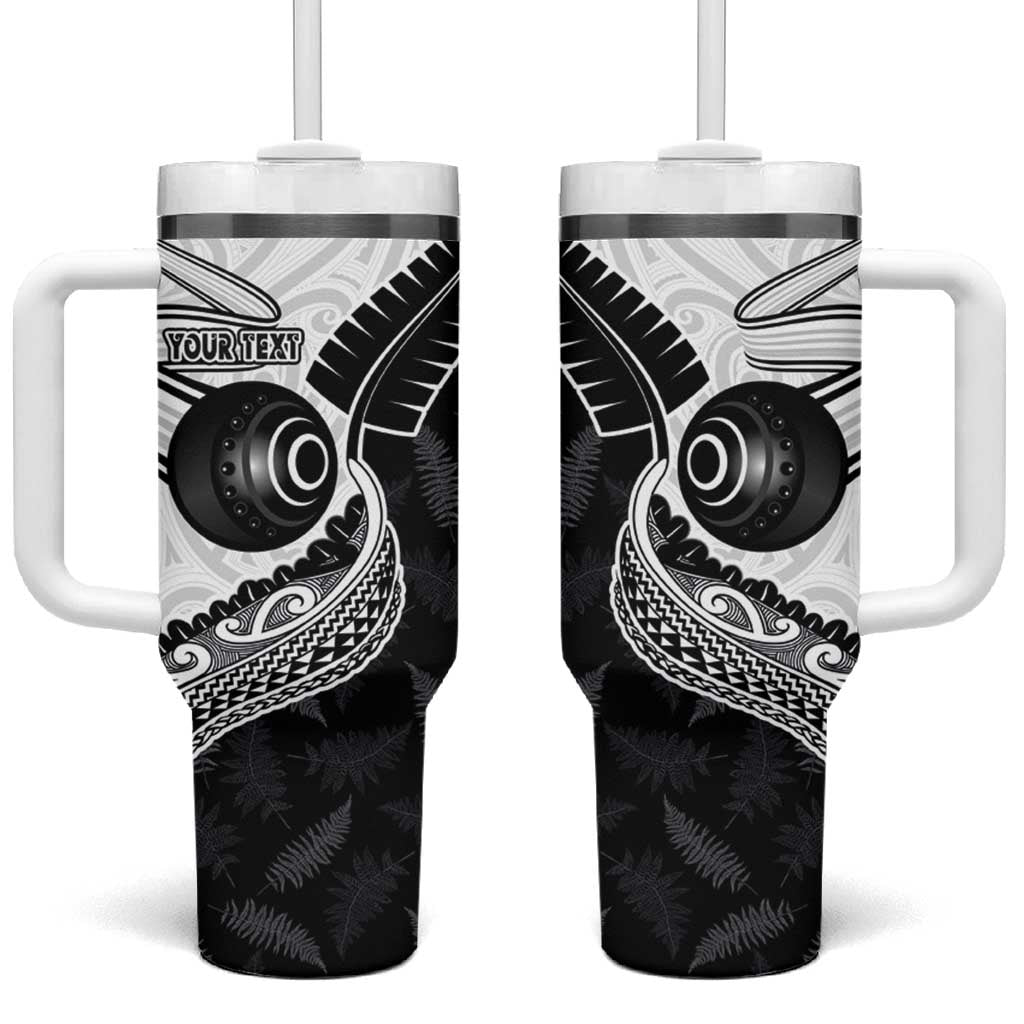 Personalised Aotearoa Lawn Bowls Tumbler With Handle Maori and Silver Fern Half Style - Aussie Hoodie
