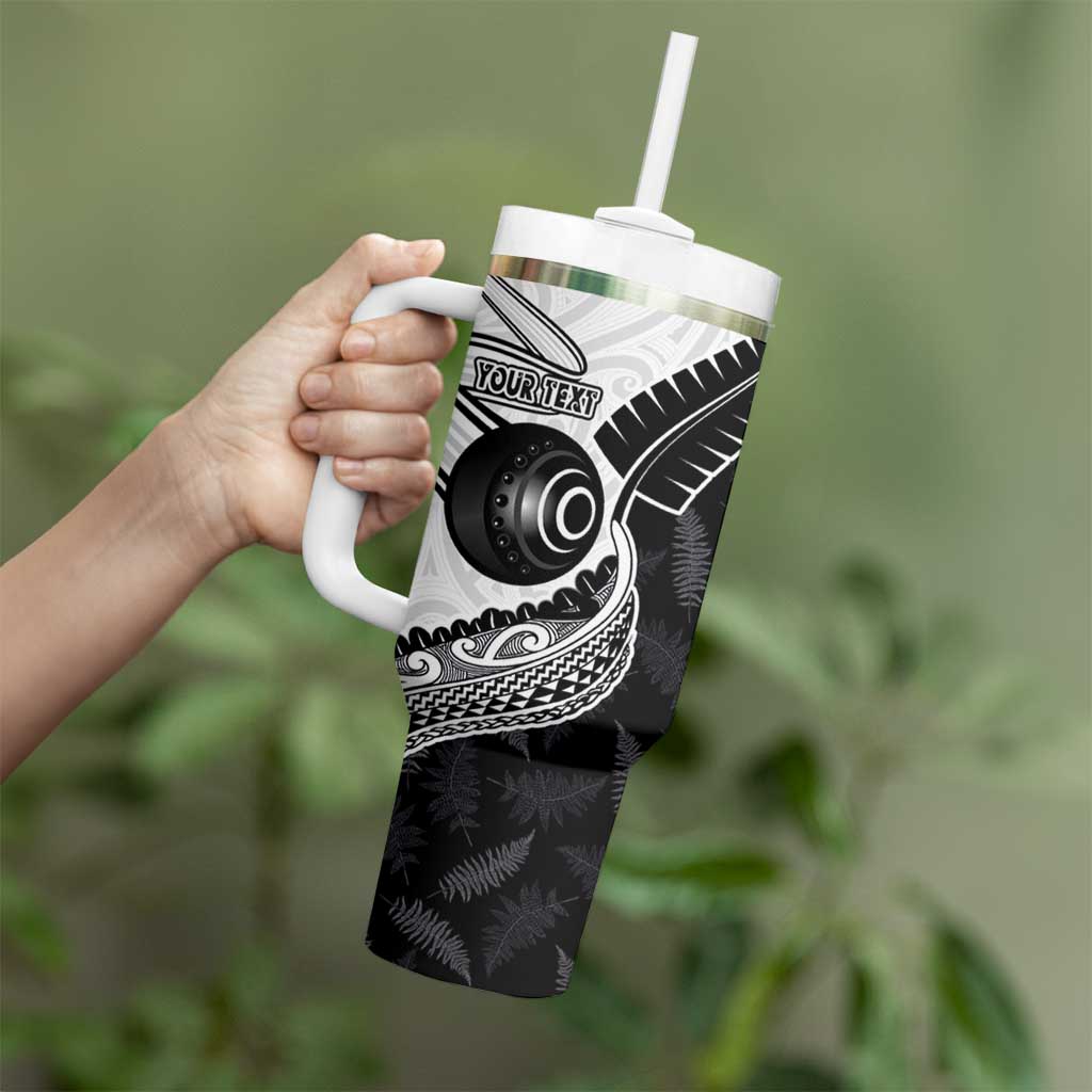 Personalised Aotearoa Lawn Bowls Tumbler With Handle Maori and Silver Fern Half Style - Aussie Hoodie