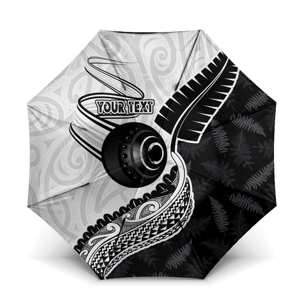 Personalised Aotearoa Lawn Bowls Umbrella Maori and Silver Fern Half Style - Aussie Hoodie
