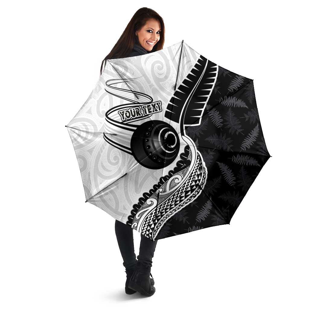 Personalised Aotearoa Lawn Bowls Umbrella Maori and Silver Fern Half Style - Aussie Hoodie