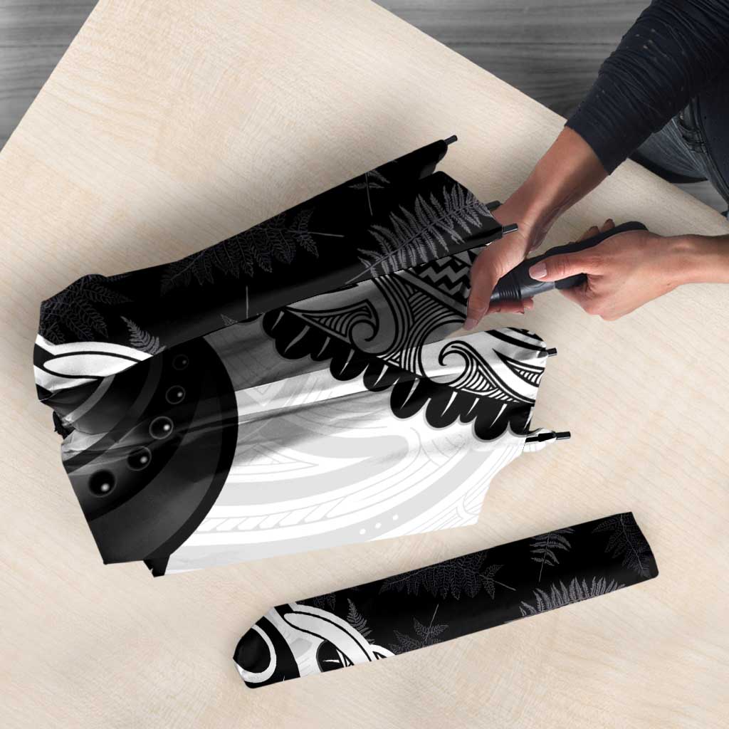 Personalised Aotearoa Lawn Bowls Umbrella Maori and Silver Fern Half Style - Aussie Hoodie