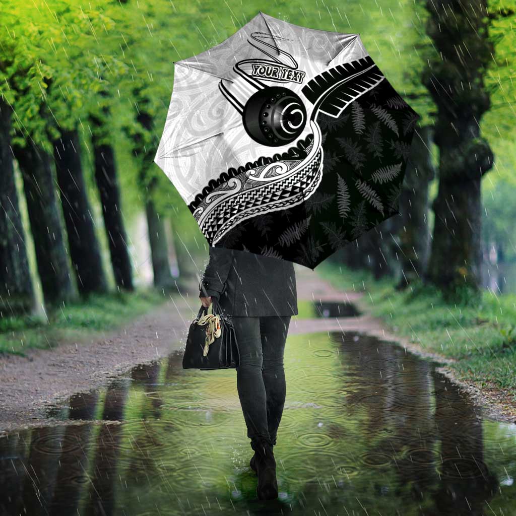Personalised Aotearoa Lawn Bowls Umbrella Maori and Silver Fern Half Style - Aussie Hoodie