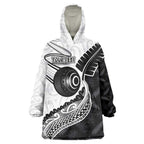 Personalised Aotearoa Lawn Bowls Wearable Blanket Hoodie Maori and Silver Fern Half Style - Aussie Hoodie