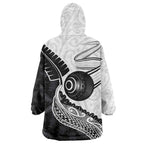 Personalised Aotearoa Lawn Bowls Wearable Blanket Hoodie Maori and Silver Fern Half Style - Aussie Hoodie