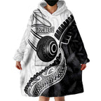 Personalised Aotearoa Lawn Bowls Wearable Blanket Hoodie Maori and Silver Fern Half Style - Aussie Hoodie