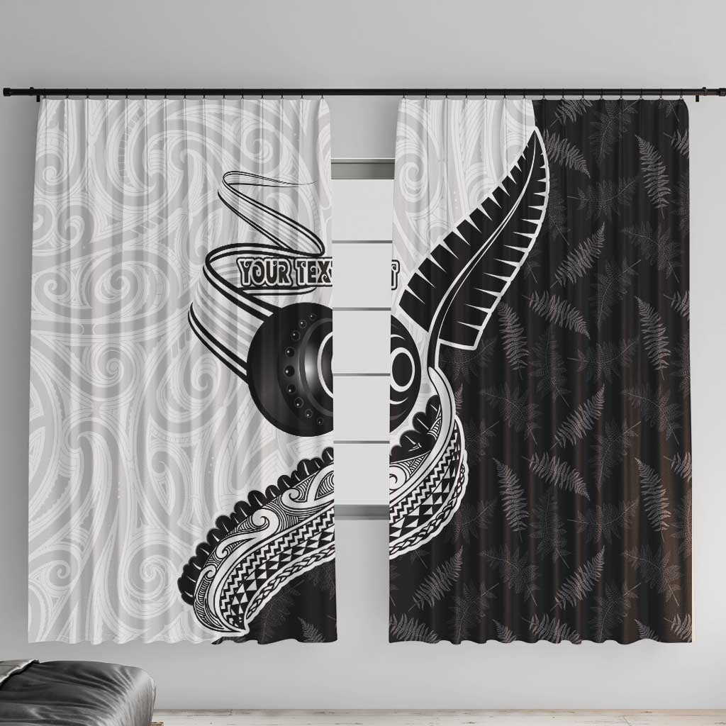 Personalised Aotearoa Lawn Bowls Window Curtain Maori and Silver Fern Half Style - Aussie Hoodie