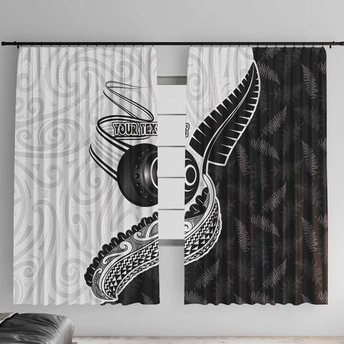 Personalised Aotearoa Lawn Bowls Window Curtain Maori and Silver Fern Half Style - Aussie Hoodie