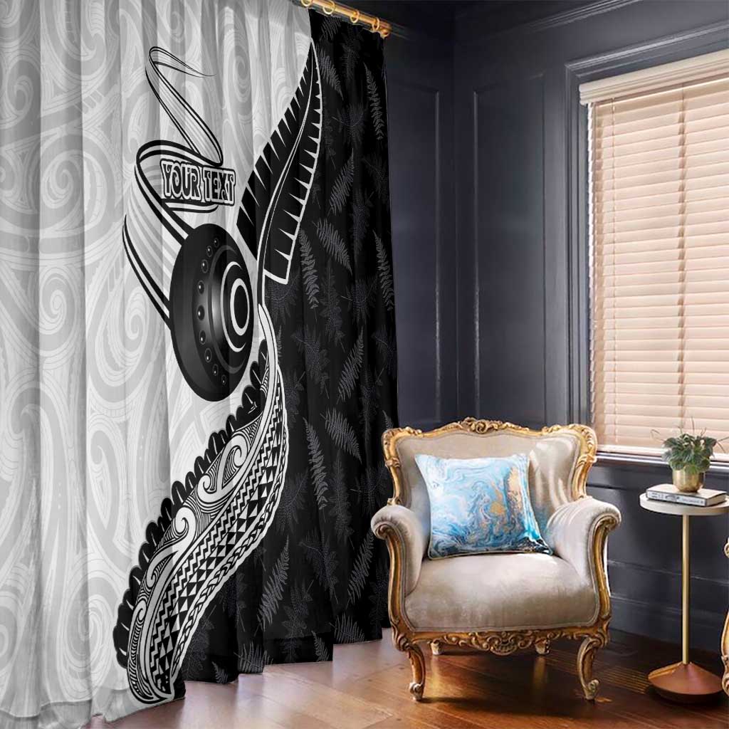 Personalised Aotearoa Lawn Bowls Window Curtain Maori and Silver Fern Half Style - Aussie Hoodie
