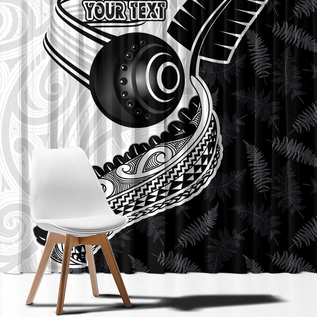 Personalised Aotearoa Lawn Bowls Window Curtain Maori and Silver Fern Half Style - Aussie Hoodie