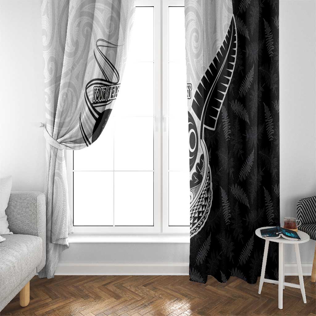 Personalised Aotearoa Lawn Bowls Window Curtain Maori and Silver Fern Half Style - Aussie Hoodie