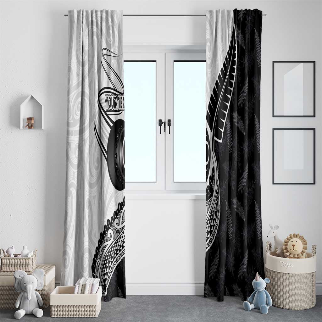 Personalised Aotearoa Lawn Bowls Window Curtain Maori and Silver Fern Half Style - Aussie Hoodie