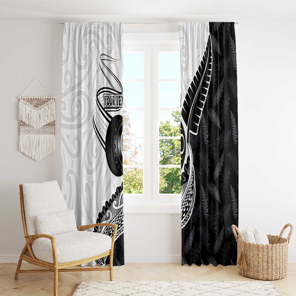 Personalised Aotearoa Lawn Bowls Window Curtain Maori and Silver Fern Half Style - Aussie Hoodie