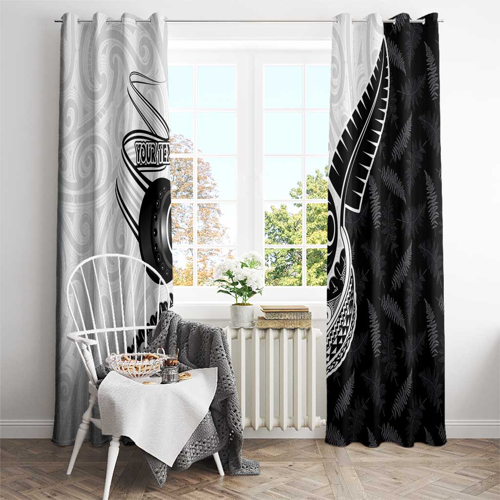 Personalised Aotearoa Lawn Bowls Window Curtain Maori and Silver Fern Half Style - Aussie Hoodie