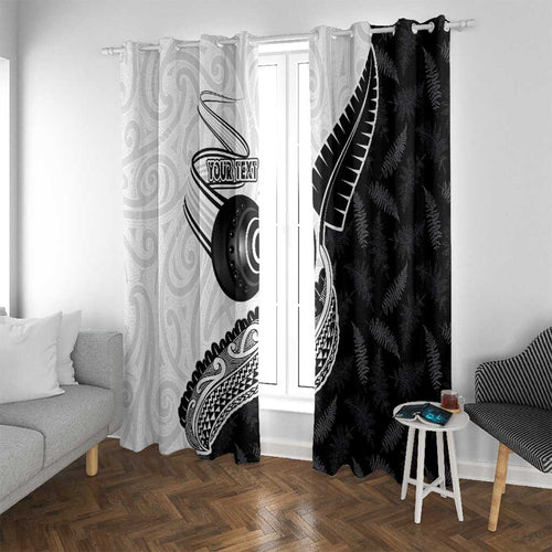 Personalised Aotearoa Lawn Bowls Window Curtain Maori and Silver Fern Half Style - Aussie Hoodie