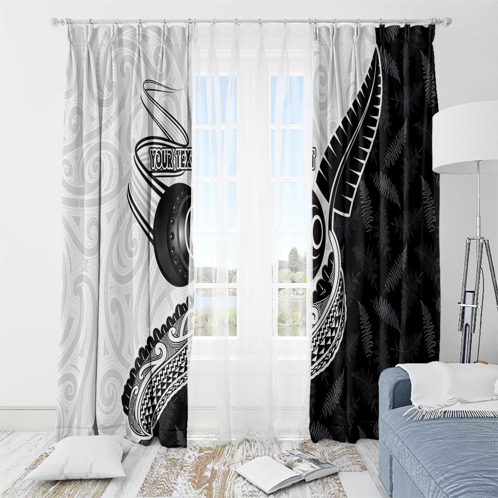 Personalised Aotearoa Lawn Bowls Window Curtain Maori and Silver Fern Half Style - Aussie Hoodie
