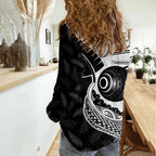 Personalised Aotearoa Lawn Bowls Women Casual Shirt Maori and Silver Fern Half Style - Aussie Hoodie