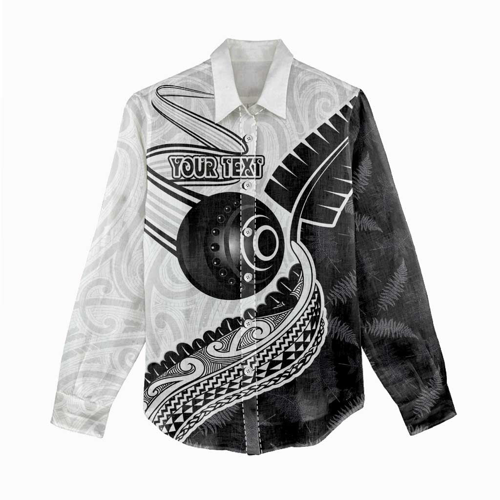 Personalised Aotearoa Lawn Bowls Women Casual Shirt Maori and Silver Fern Half Style - Aussie Hoodie