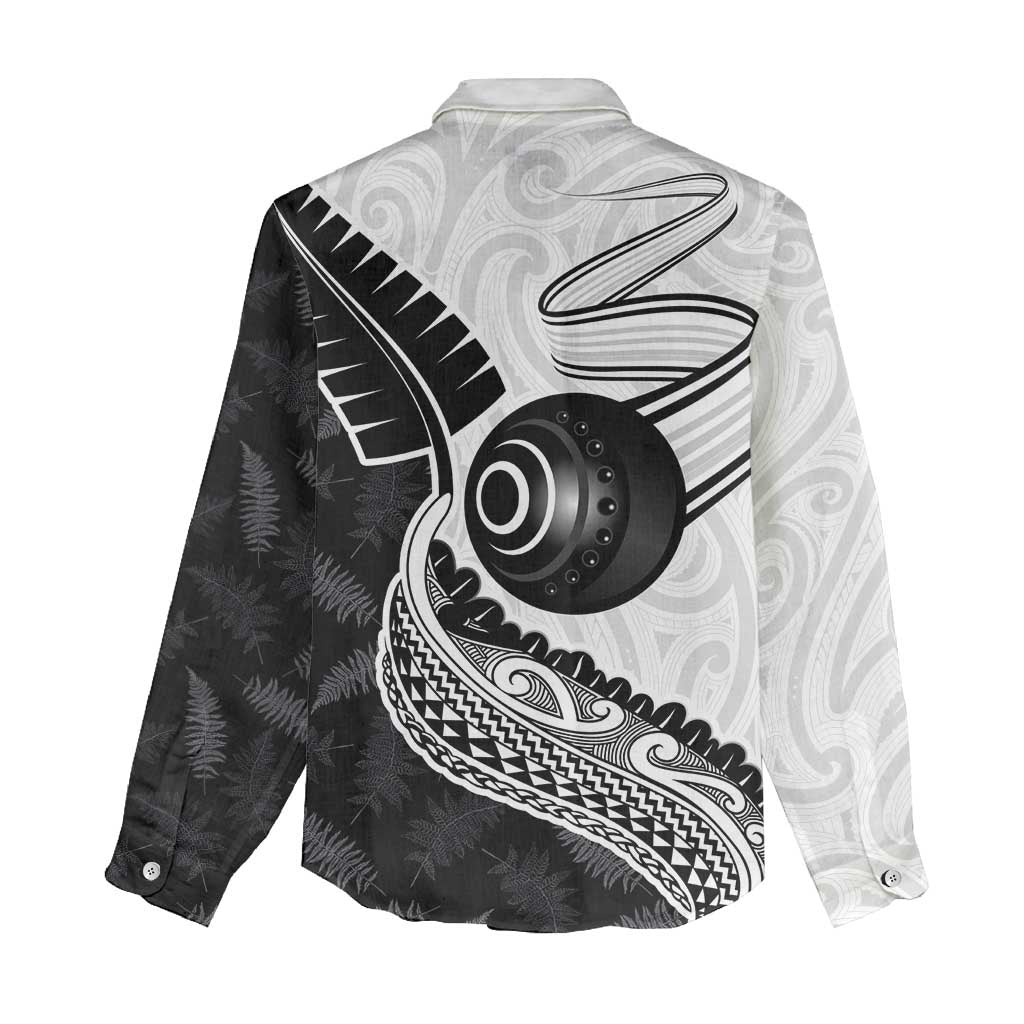 Personalised Aotearoa Lawn Bowls Women Casual Shirt Maori and Silver Fern Half Style - Aussie Hoodie