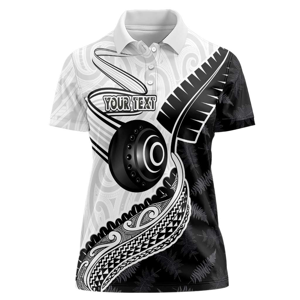Personalised Aotearoa Lawn Bowls Women Polo Shirt Maori and Silver Fern Half Style - Aussie Hoodie