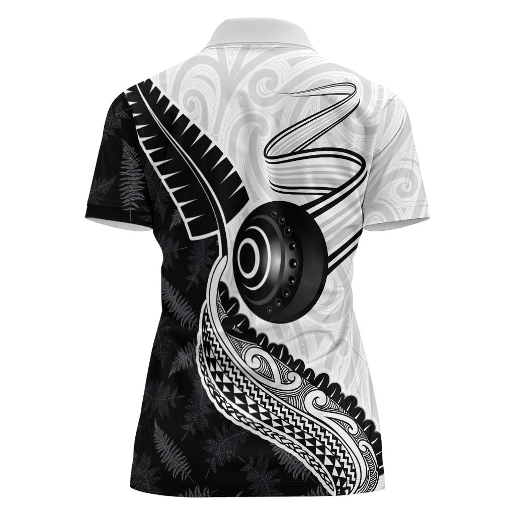 Personalised Aotearoa Lawn Bowls Women Polo Shirt Maori and Silver Fern Half Style - Aussie Hoodie
