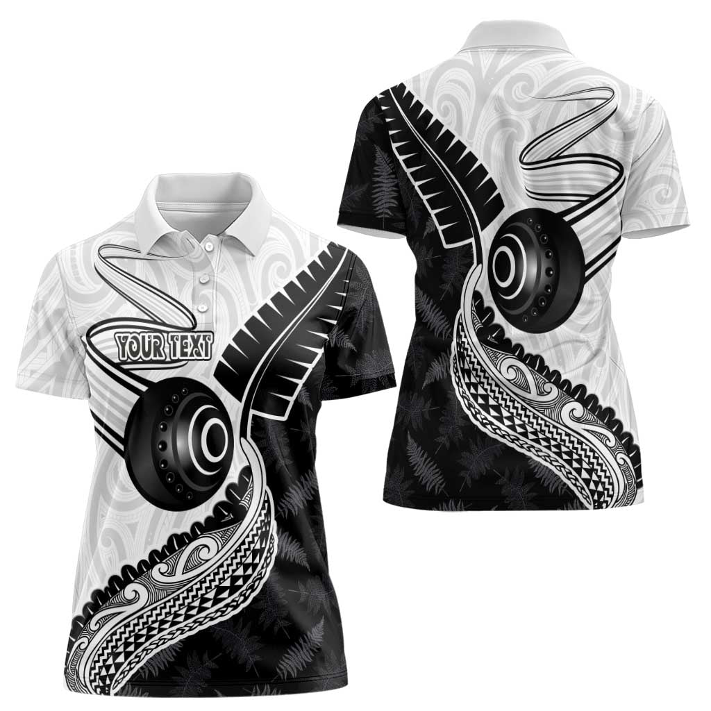 Personalised Aotearoa Lawn Bowls Women Polo Shirt Maori and Silver Fern Half Style - Aussie Hoodie