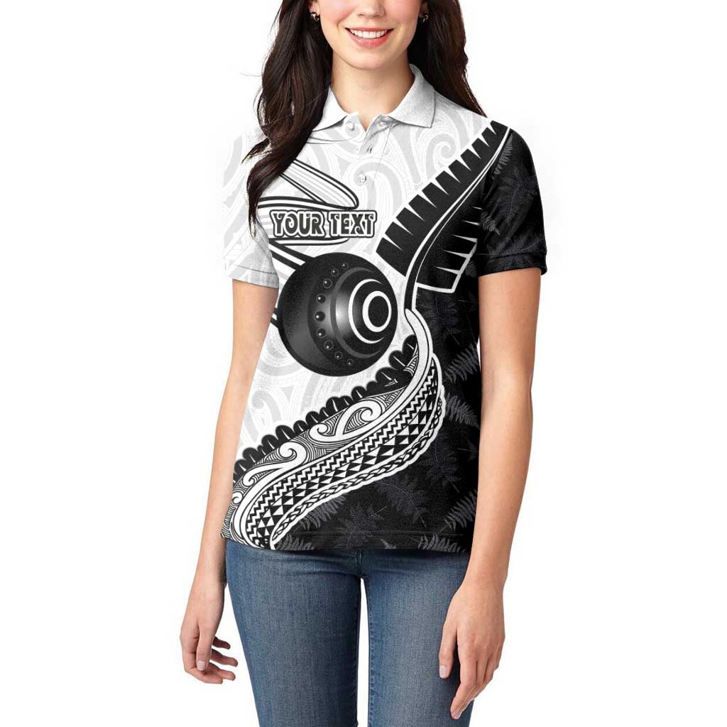 Personalised Aotearoa Lawn Bowls Women Polo Shirt Maori and Silver Fern Half Style - Aussie Hoodie