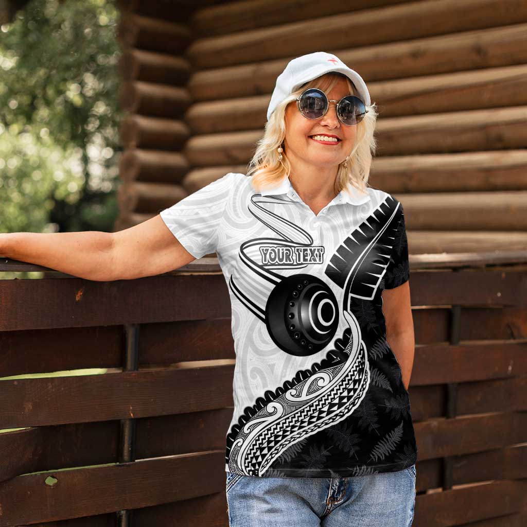 Personalised Aotearoa Lawn Bowls Women Polo Shirt Maori and Silver Fern Half Style - Aussie Hoodie