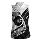 Personalised Aotearoa Lawn Bowls Women Sleeveless Polo Shirt Maori and Silver Fern Half Style - Aussie Hoodie