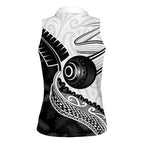 Personalised Aotearoa Lawn Bowls Women Sleeveless Polo Shirt Maori and Silver Fern Half Style - Aussie Hoodie