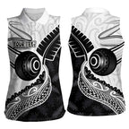 Personalised Aotearoa Lawn Bowls Women Sleeveless Polo Shirt Maori and Silver Fern Half Style - Aussie Hoodie