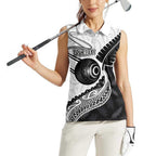 Personalised Aotearoa Lawn Bowls Women Sleeveless Polo Shirt Maori and Silver Fern Half Style - Aussie Hoodie