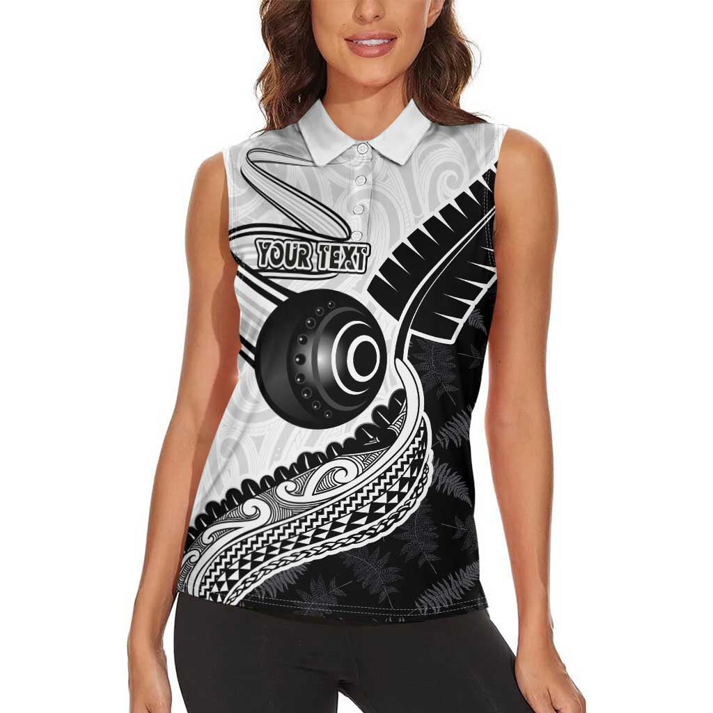 Personalised Aotearoa Lawn Bowls Women Sleeveless Polo Shirt Maori and Silver Fern Half Style - Aussie Hoodie