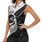 Personalised Aotearoa Lawn Bowls Women Sleeveless Polo Shirt Maori and Silver Fern Half Style - Aussie Hoodie