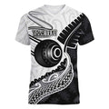 Personalised Aotearoa Lawn Bowls Women V-Neck T-Shirt Maori and Silver Fern Half Style - Aussie Hoodie
