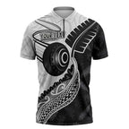 Personalised Aotearoa Lawn Bowls Zipper Polo Shirt Maori and Silver Fern Half Style - Aussie Hoodie
