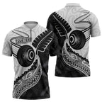 Personalised Aotearoa Lawn Bowls Zipper Polo Shirt Maori and Silver Fern Half Style - Aussie Hoodie