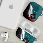 Personalised Aotearoa Lawn Bowls AirPods Case Maori and Silver Fern Sporty Style Teal Color - Aussie Hoodie