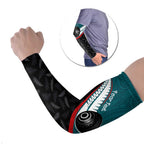 Personalised Aotearoa Lawn Bowls Arm Sleeves Maori and Silver Fern Sporty Style Teal Color - Aussie Hoodie