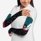 Personalised Aotearoa Lawn Bowls Arm Sleeves Maori and Silver Fern Sporty Style Teal Color - Aussie Hoodie