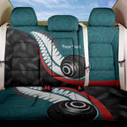 Personalised Aotearoa Lawn Bowls Back Car Seat Cover Maori and Silver Fern Sporty Style Teal Color - Aussie Hoodie
