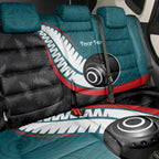 Personalised Aotearoa Lawn Bowls Back Car Seat Cover Maori and Silver Fern Sporty Style Teal Color - Aussie Hoodie